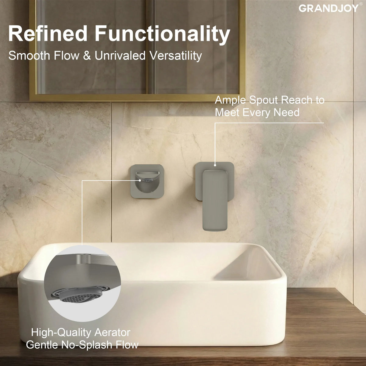 Single-Handle Wall-Mount Bathroom Sink Faucet With Pop-Up Drain