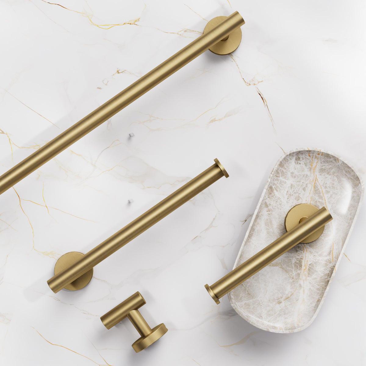 Four-Piece Wall-Mounted Stainless Steel Towel Bar Set for Bathrooms