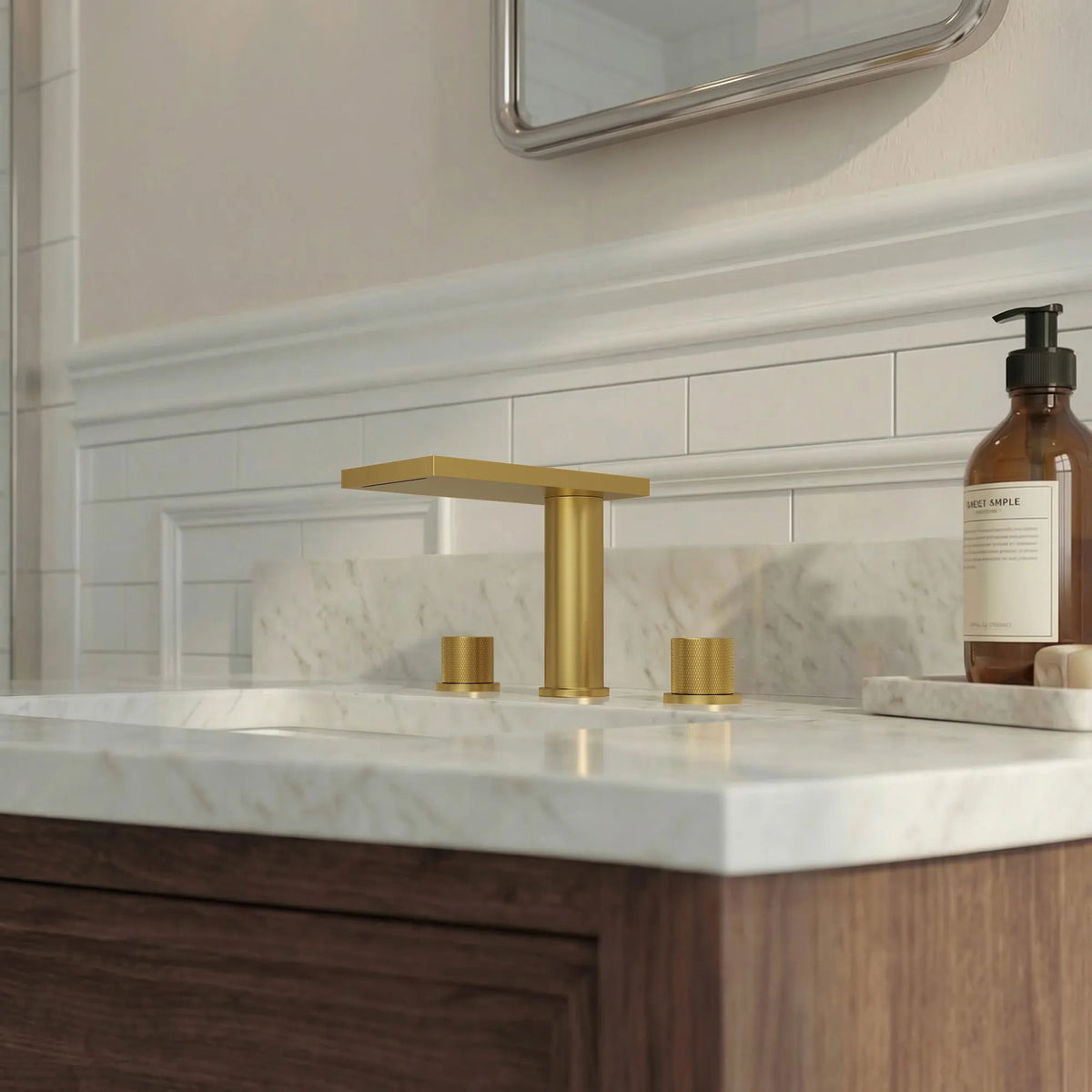 Two-Handle Mid Arc Widespread Bathroom Sink Faucet With Pop-Up Drain