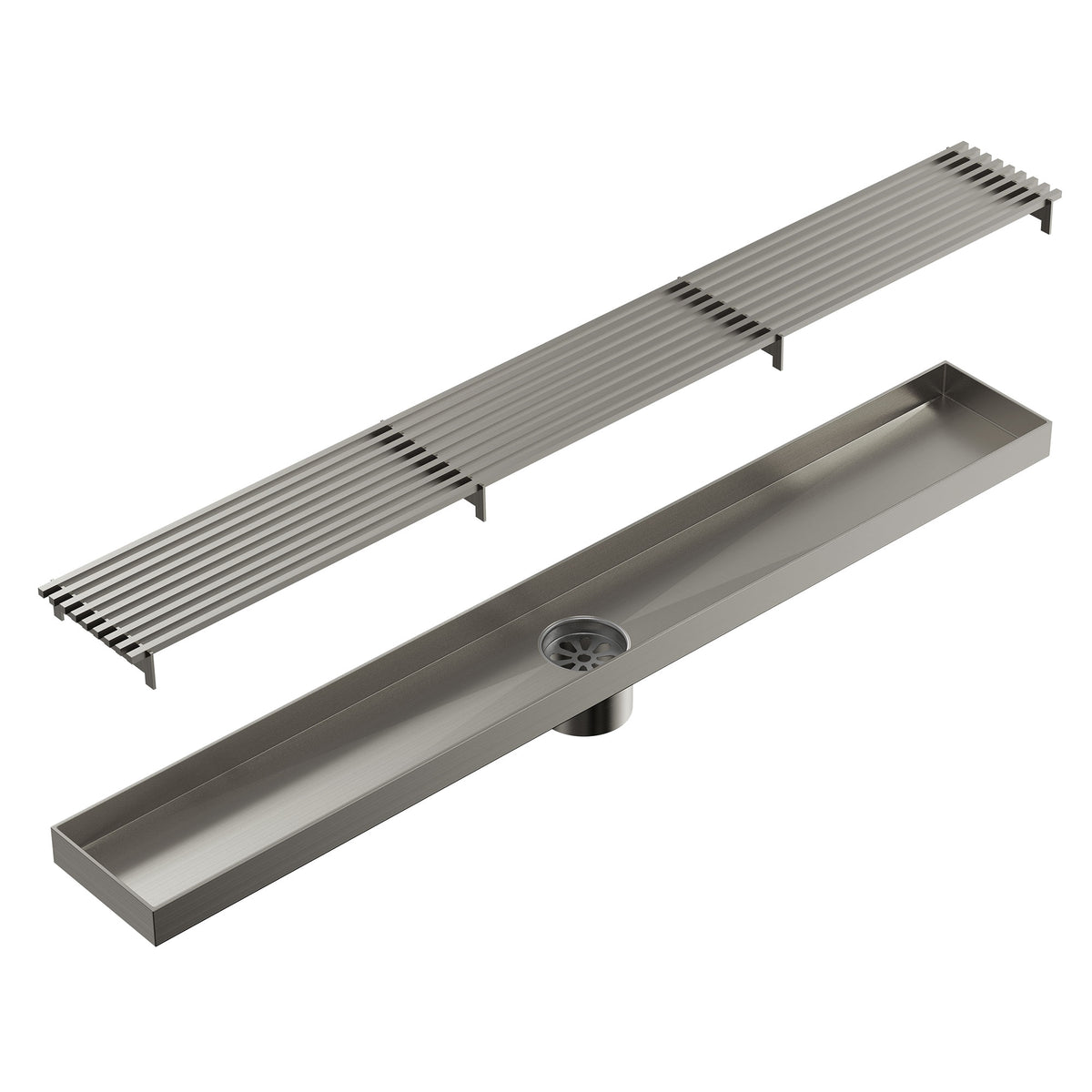 24-Inch Linear Shower Drain with Anti-Odor Core and Hair Catcher