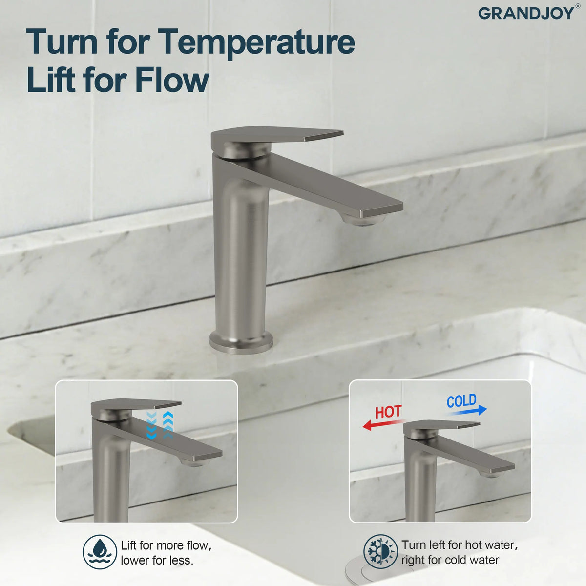 Single-Handle Bathroom Sink Faucet With Pop-Up Drain
