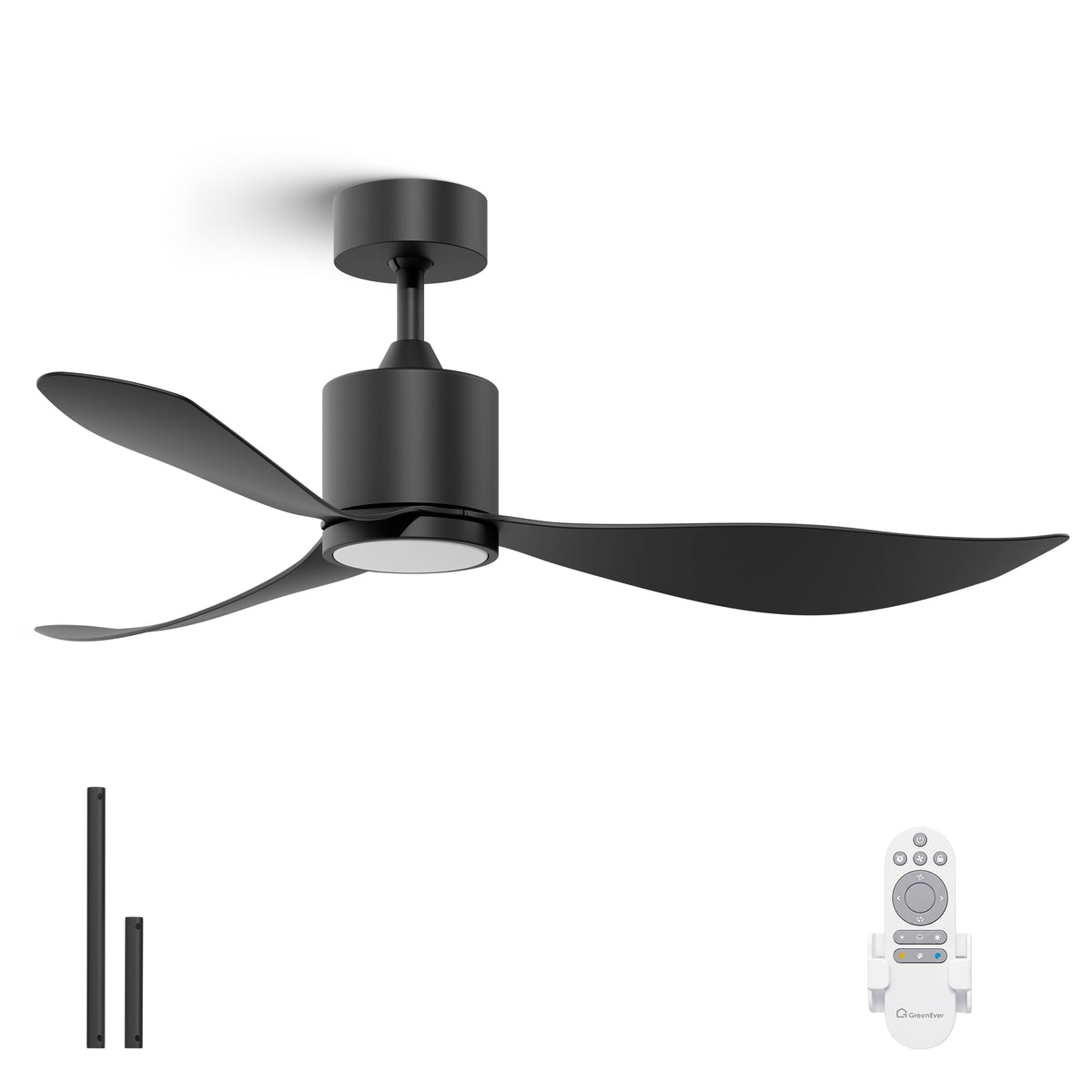 52-Inch Downrod Mount 3-Blade Ceiling Fan with Light and Remote Control