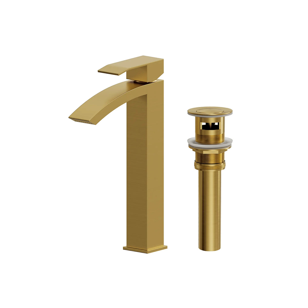 Single-Handle Vessel Bathroom Sink Faucet With Pop-Up Drain
