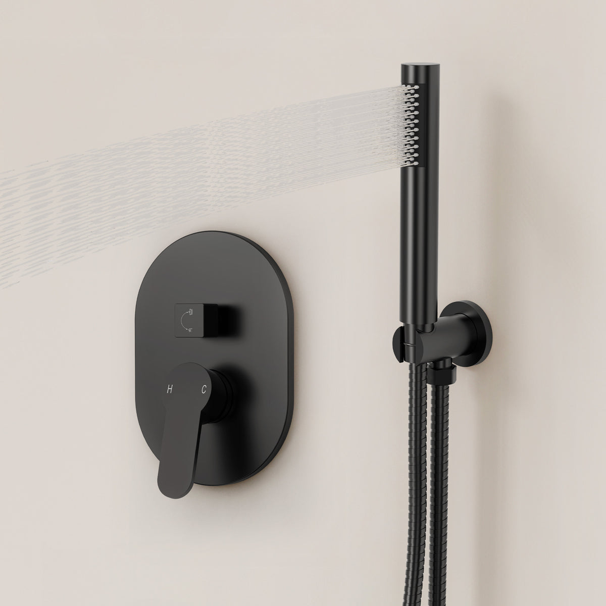 Round Wall-Mounted Rain Shower System with Handheld Spray