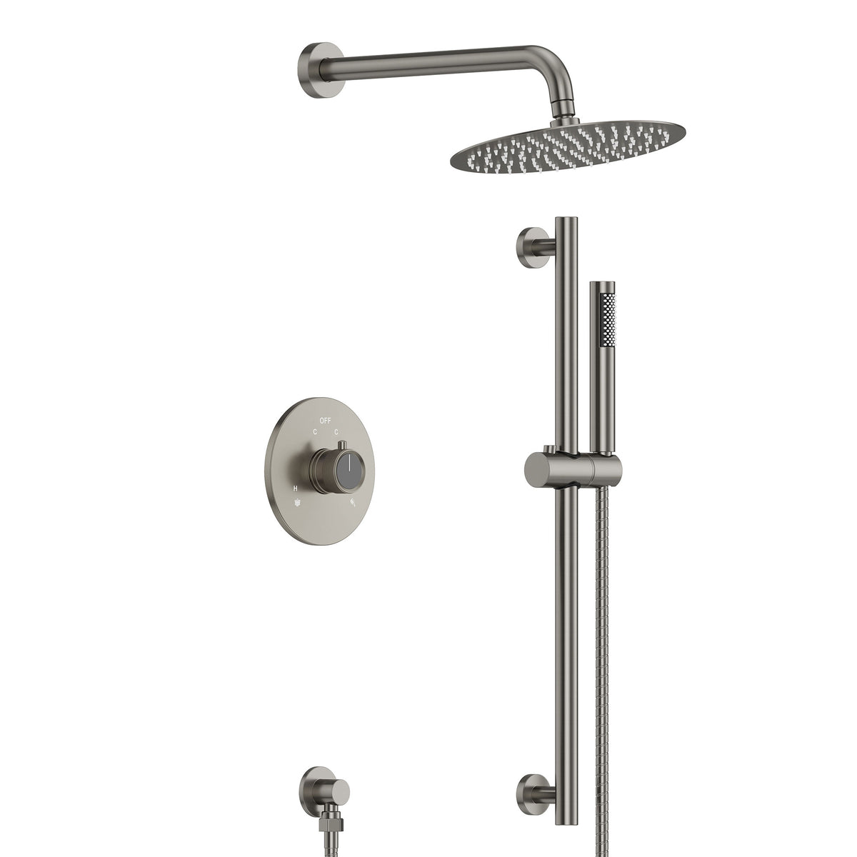 Wall-Mounted Rainfall Shower System with Adjustable Slide-Bar Handheld