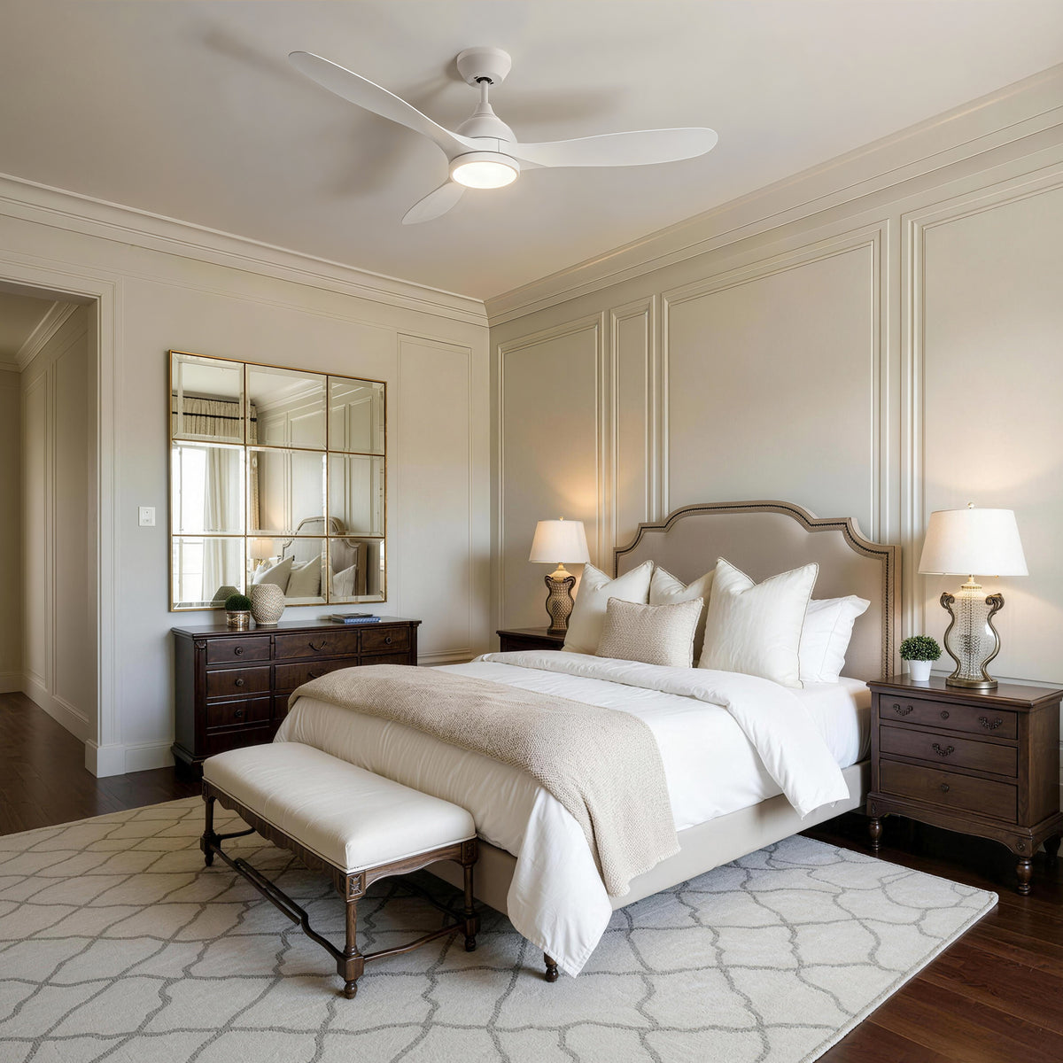 52-Inch Downrod Mount 3-Blade Ceiling Fan with Light and Remote Control