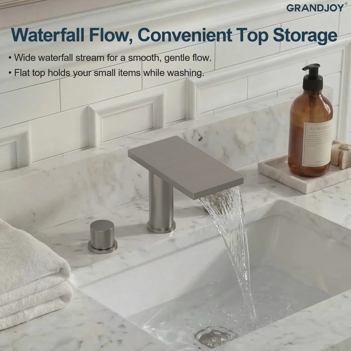 Two-Handle Mid Arc Widespread Bathroom Sink Faucet With Pop-Up Drain