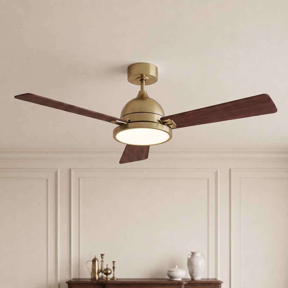 52-Inch Downrod Mount 3-Blade Ceiling Fan with Light and Remote Control