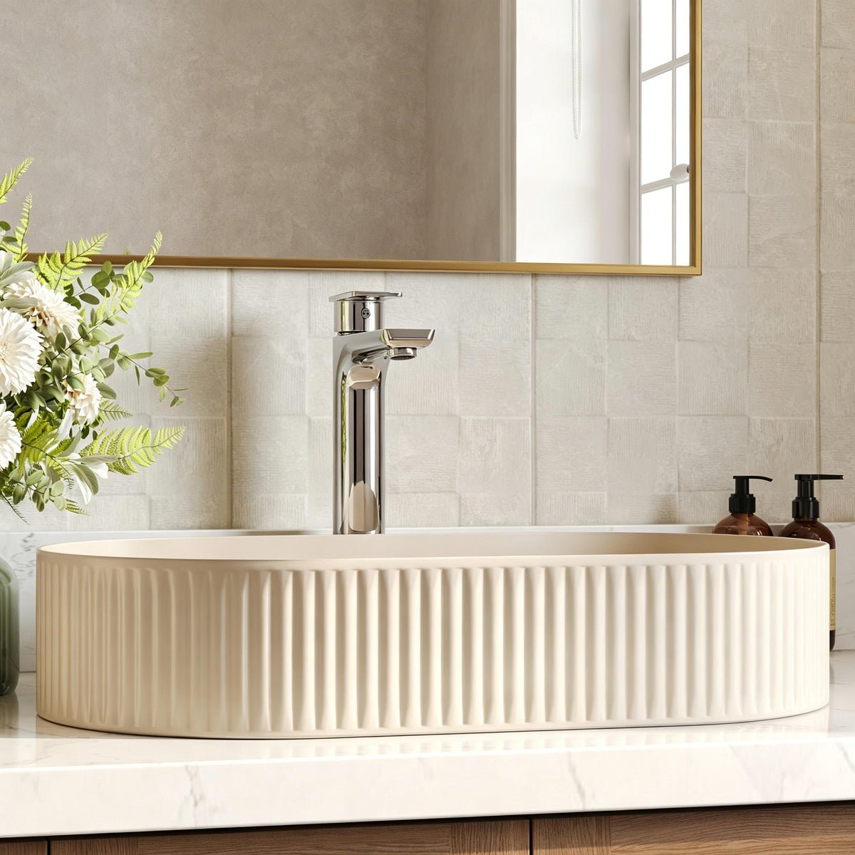 Single-Handle Vessel Bathroom Sink Faucet With Pop-Up Drain