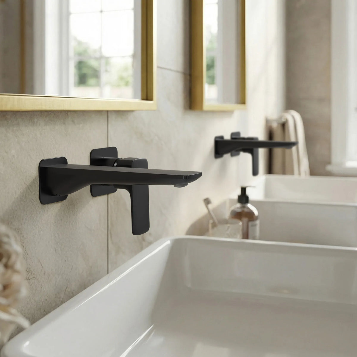 Single-Handle Wall-Mount Bathroom Sink Faucet With Pop-Up Drain