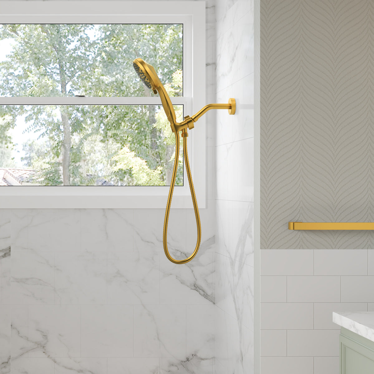 Wall-Mounted Shower Handheld with Five Spray Modes