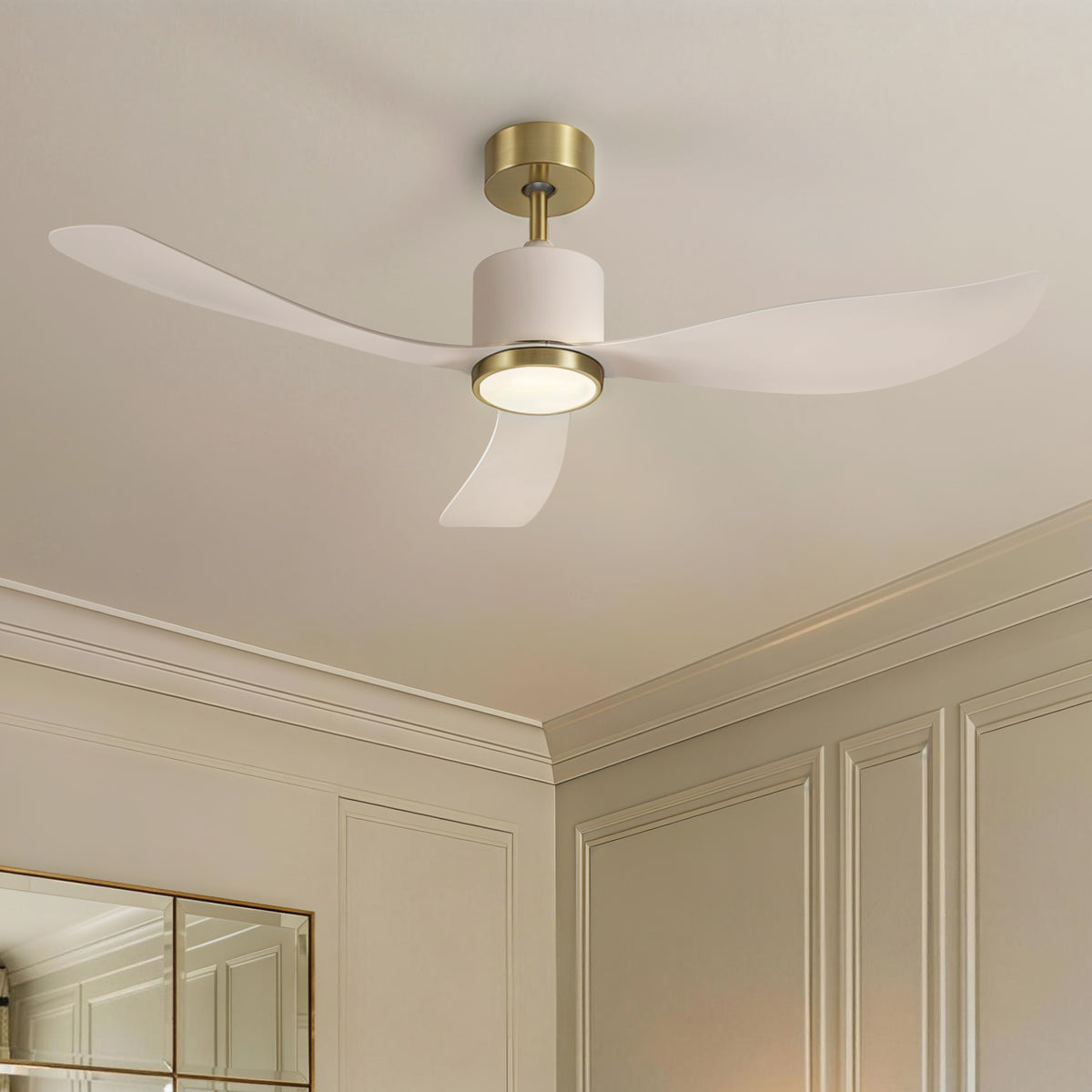 52-Inch Downrod Mount 3-Blade Ceiling Fan with Light and Remote Control