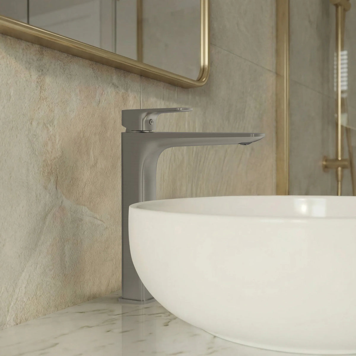 Single-Handle Vessel Bathroom Sink Faucet With Pop-Up Drain