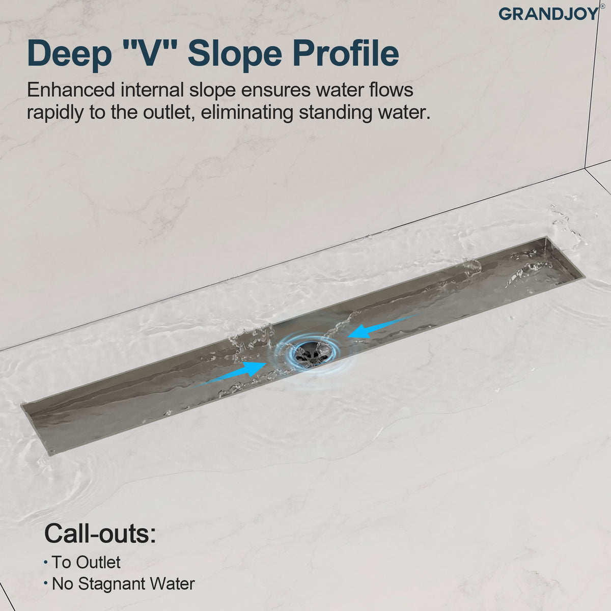 24-Inch Linear Shower Drain with Anti-Odor Core and Hair Catcher