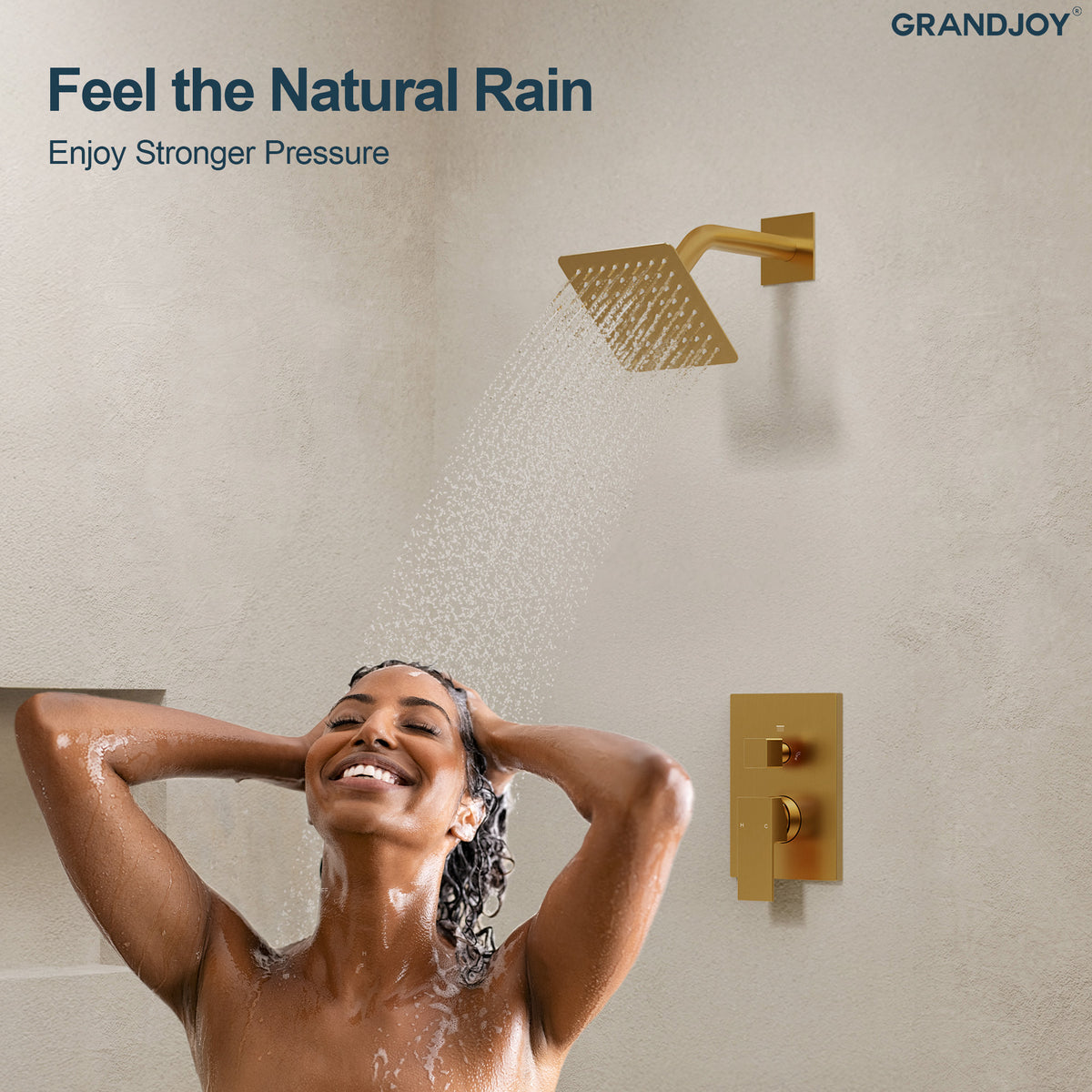 Square Wall-Mounted Shower System with Pressure-Balanced Tub Spout