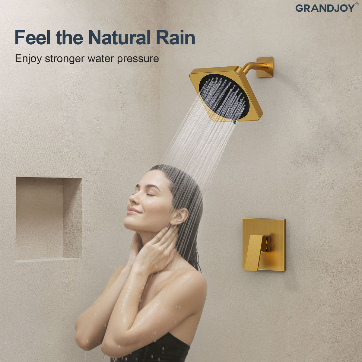Square Wall-Mounted Pressure-Balanced Shower System with Seven Spray Modes