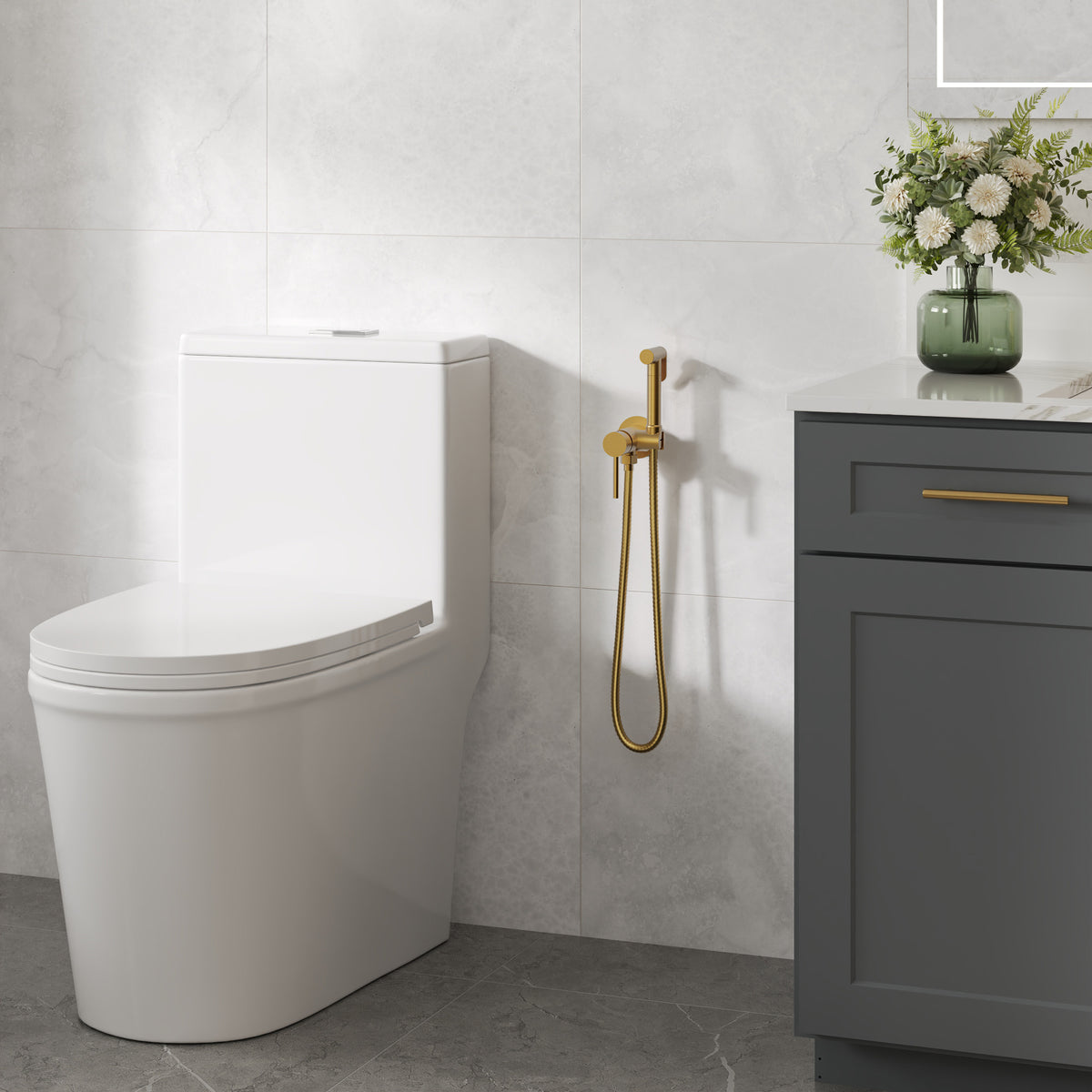 Single-Handle Wall-Mounted Brass Bidet Sprayer with Hot and Cold Control