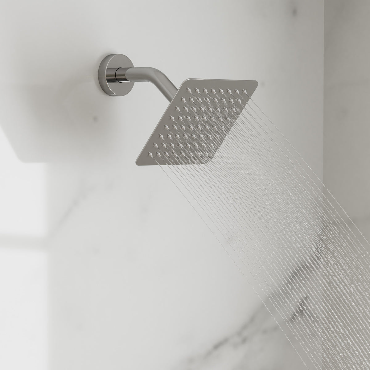 Square Wall-Mounted Shower System with Adjustable Handheld Spray