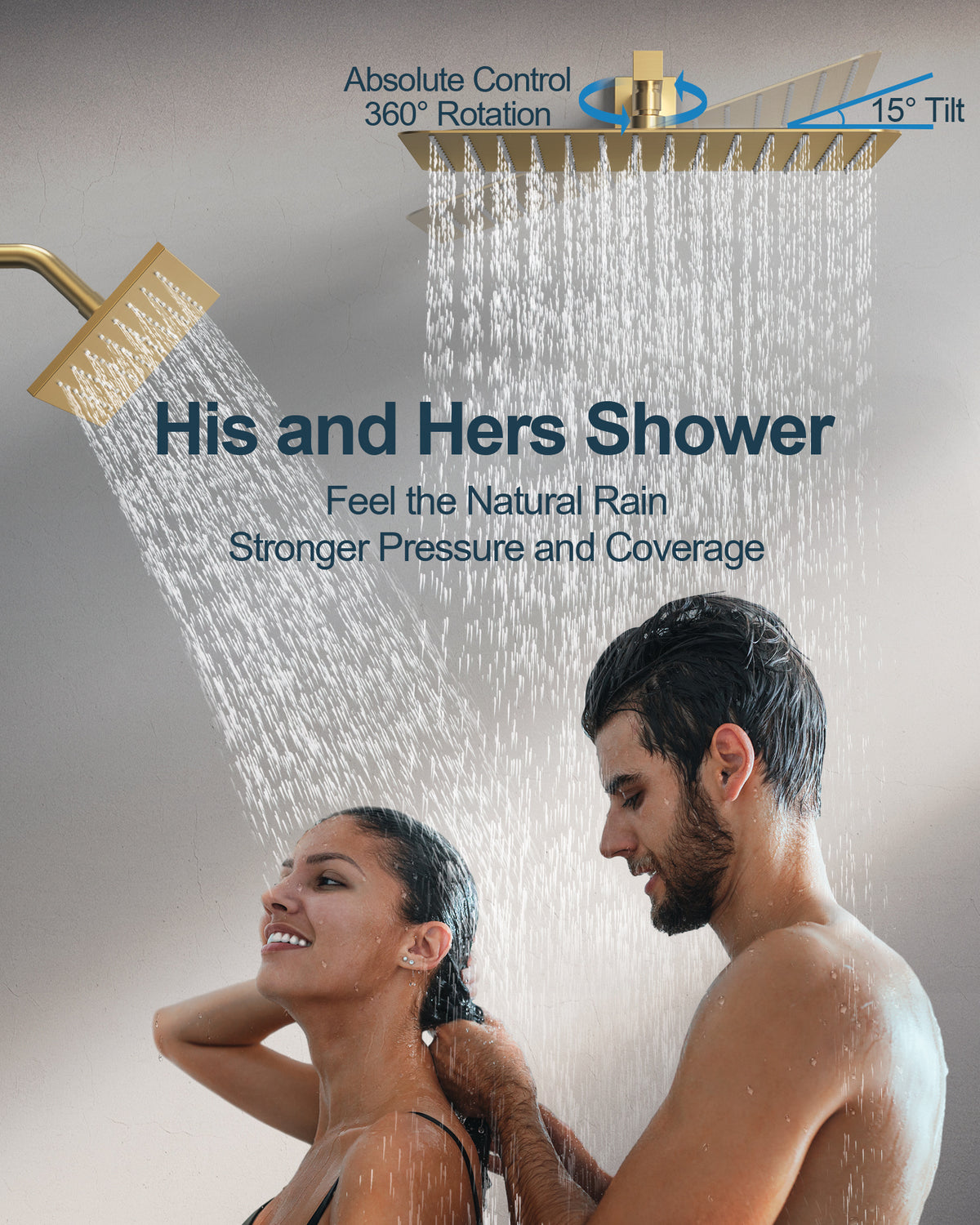 Wall-Mounted Rainfall Shower System with Body Jets and Handheld Spray