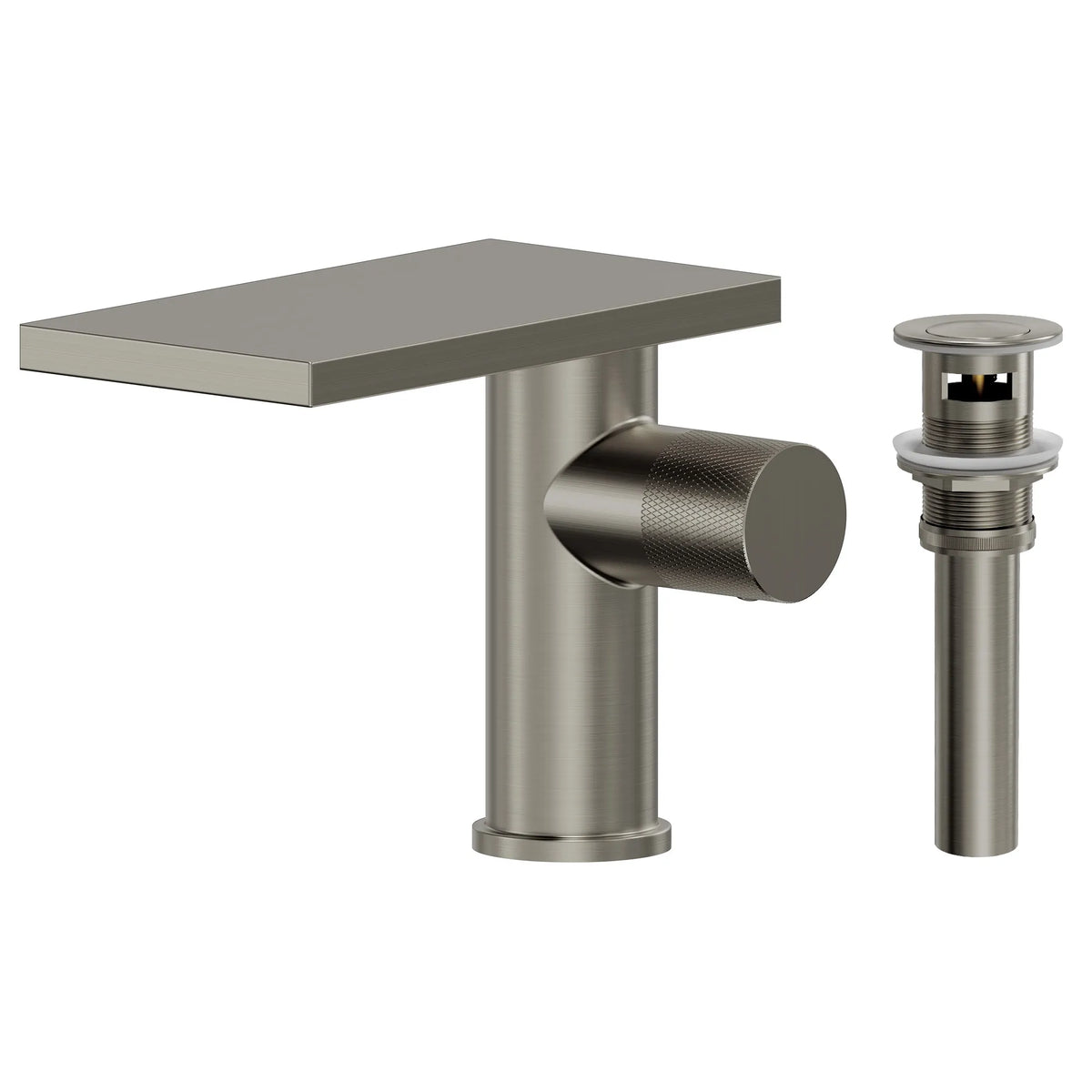 Single-Handle Bathroom Sink Faucet With Waterfall Spout And Pop-Up Drain