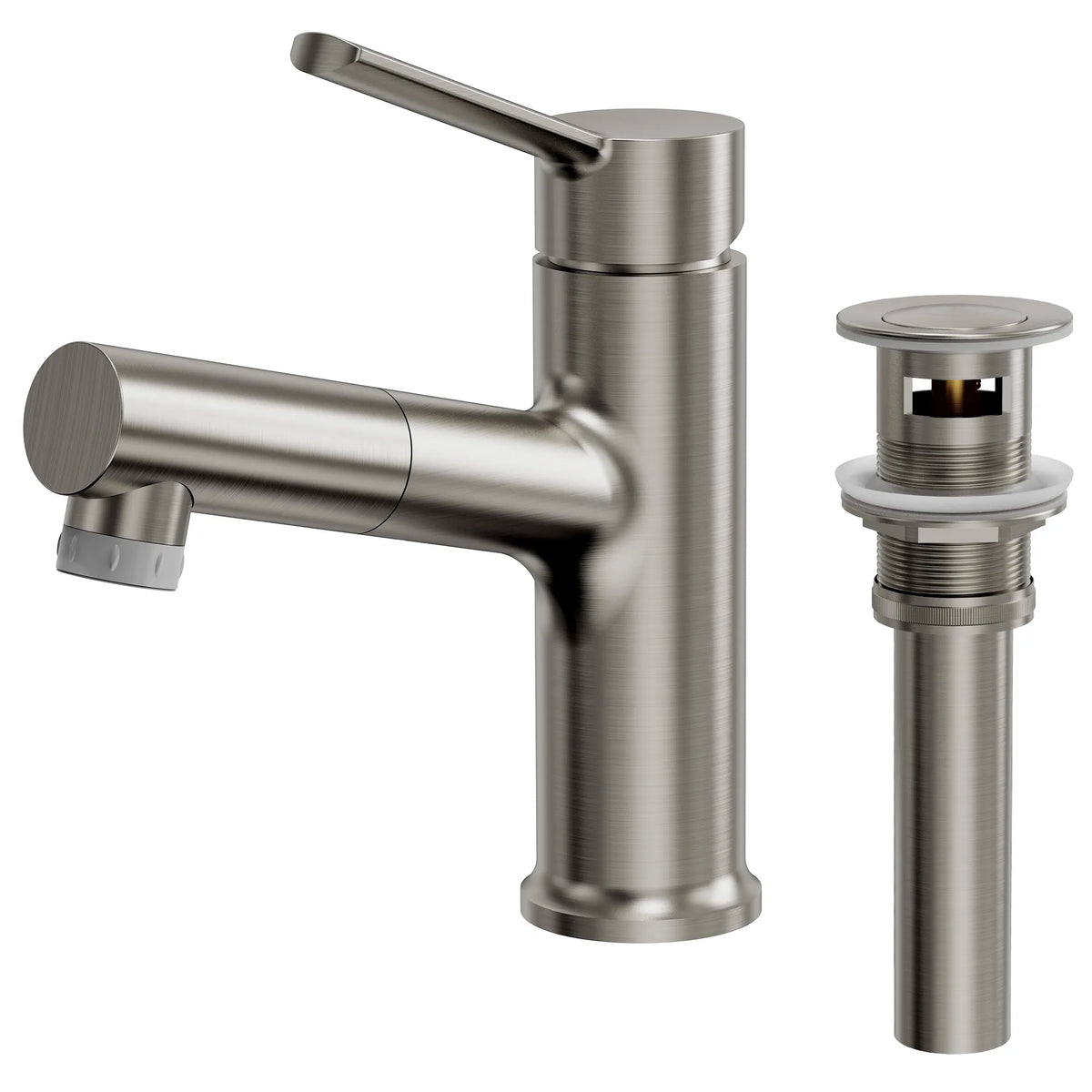 Single-Handle Pull-Out Bathroom Sink Faucet With Dual Spray Modes And Pop-Up Drain