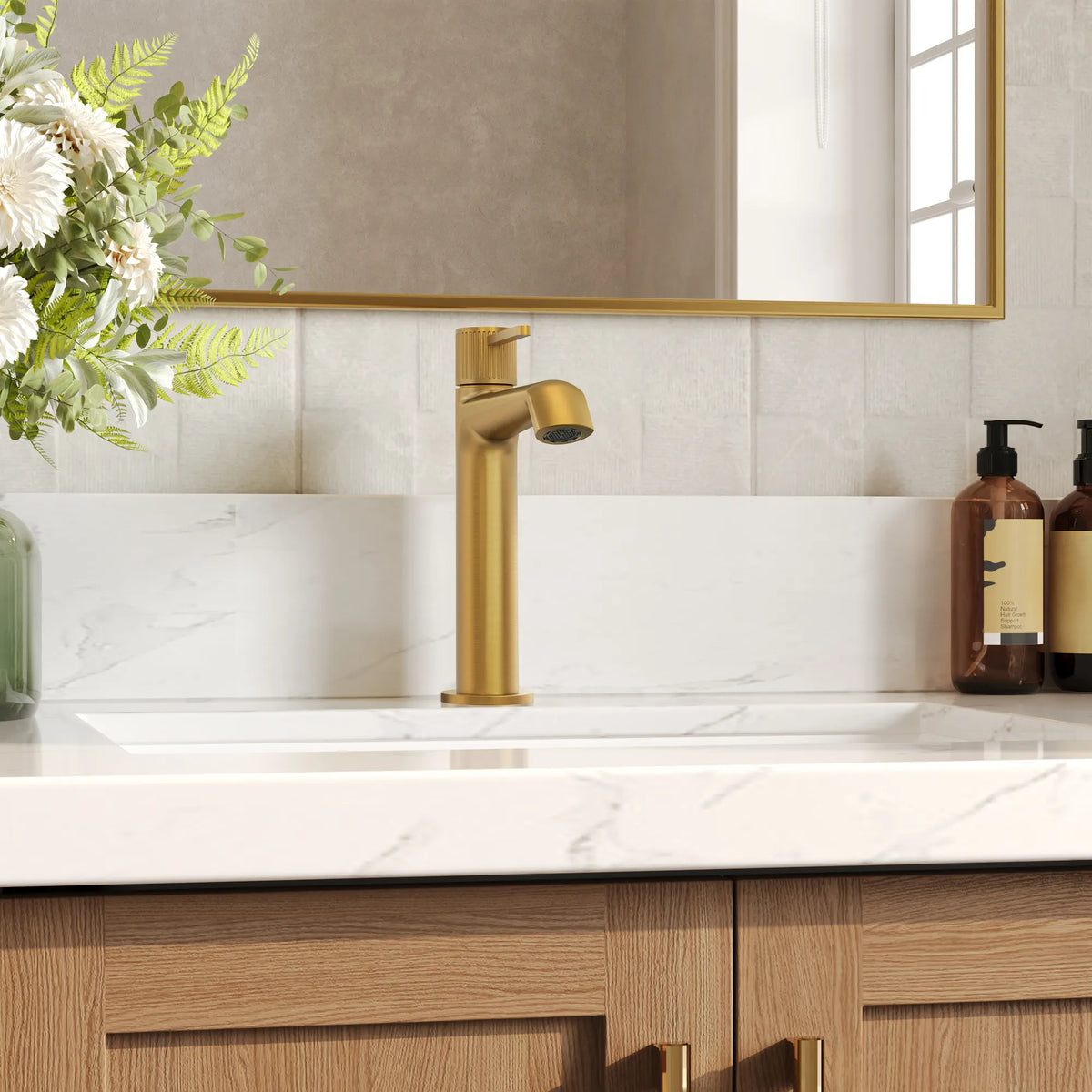 Single-Handle Bathroom Sink Faucet With Pop-Up Drain