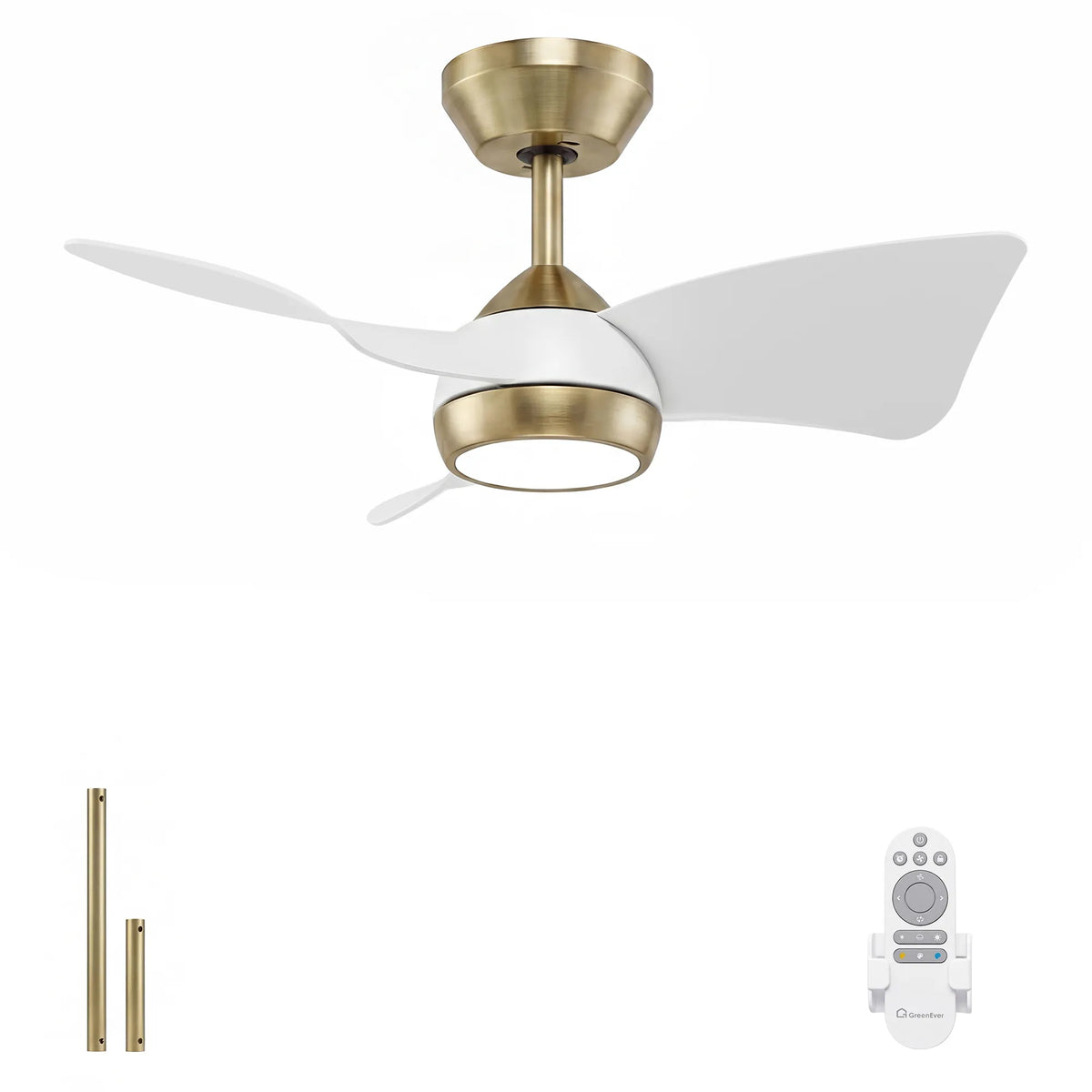 30-Inch Downrod Mount 3-Blade Ceiling Fan with Light and Remote Control