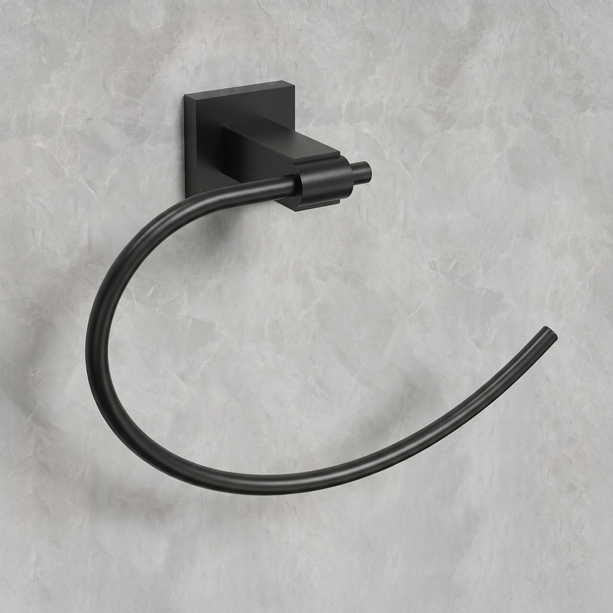 Square Wall-Mounted Swing-Arm Towel Ring with 180-Degree Pivot