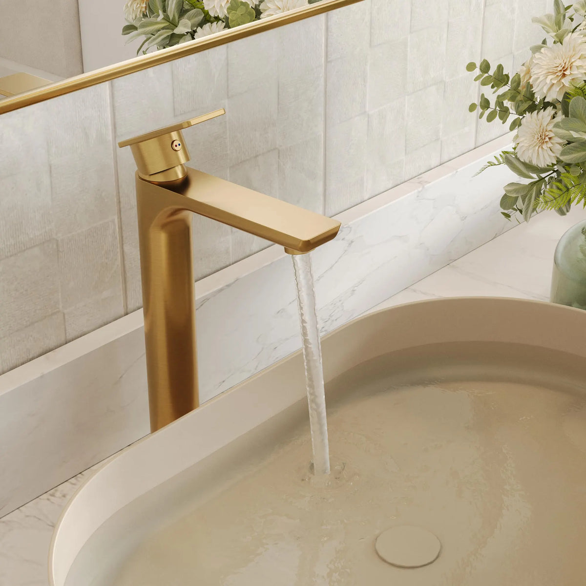Single-Handle Vessel Bathroom Sink Faucet With Pop-Up Drain