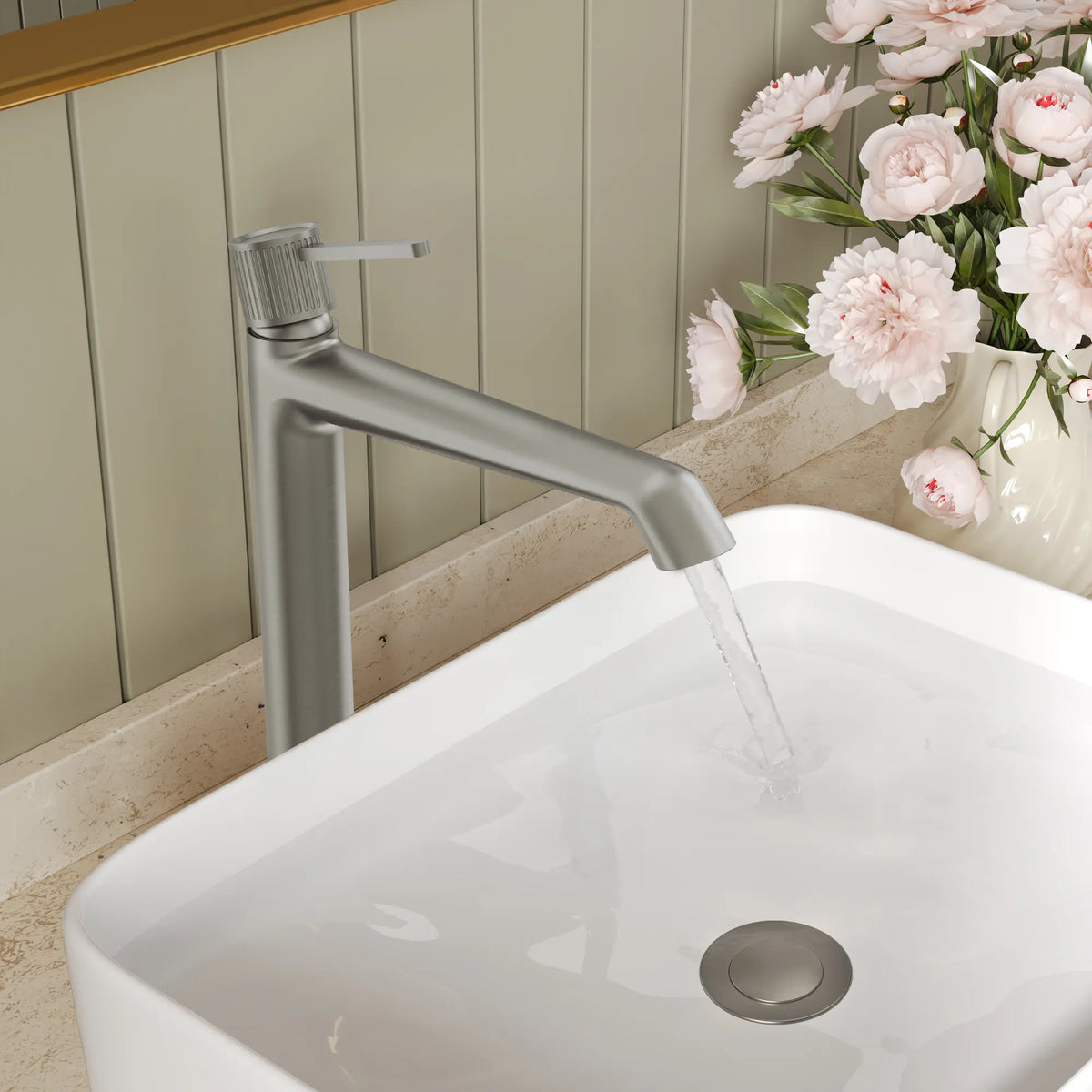 Single-Handle Vessel Bathroom Sink Faucet With Pop-Up Drain