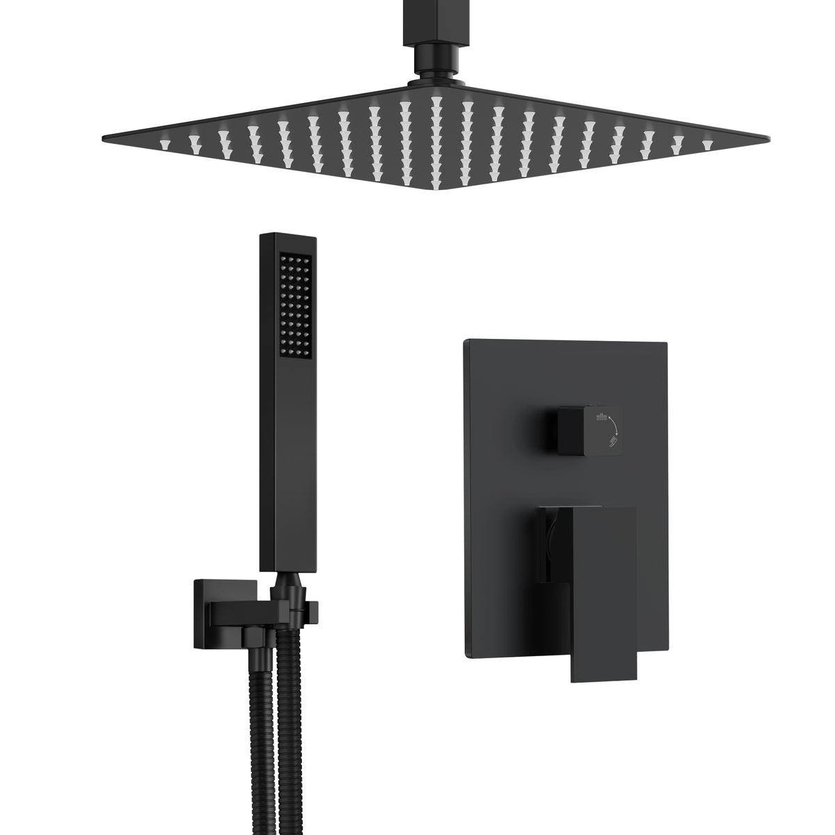 Ceiling-Mounted Rain Shower System with Adjustable Handheld Spray