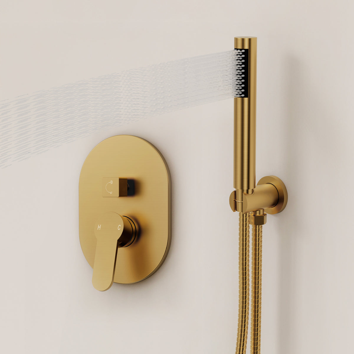 Round Wall-Mounted Rain Shower System with Handheld Spray