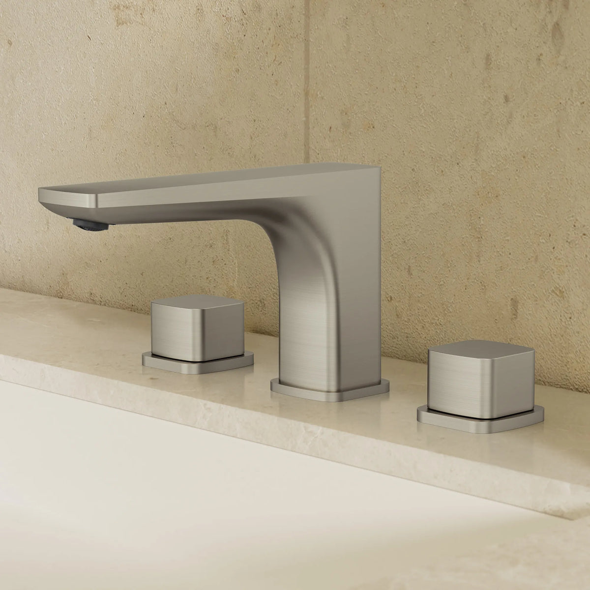 Two-Handle Low Arc Widespread Bathroom Sink Faucet With Pop-Up Drain