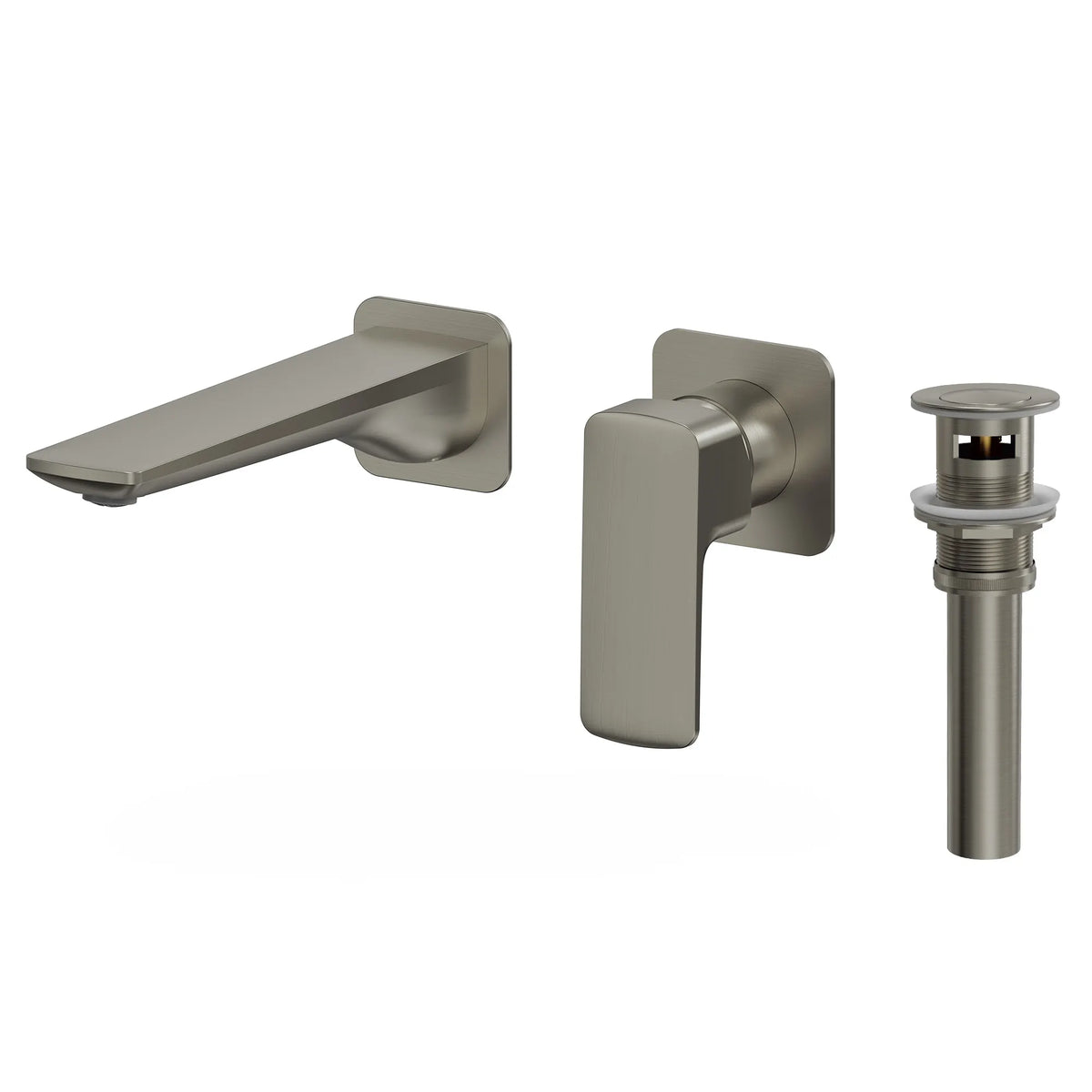 Single-Handle Wall-Mount Bathroom Sink Faucet With Pop-Up Drain