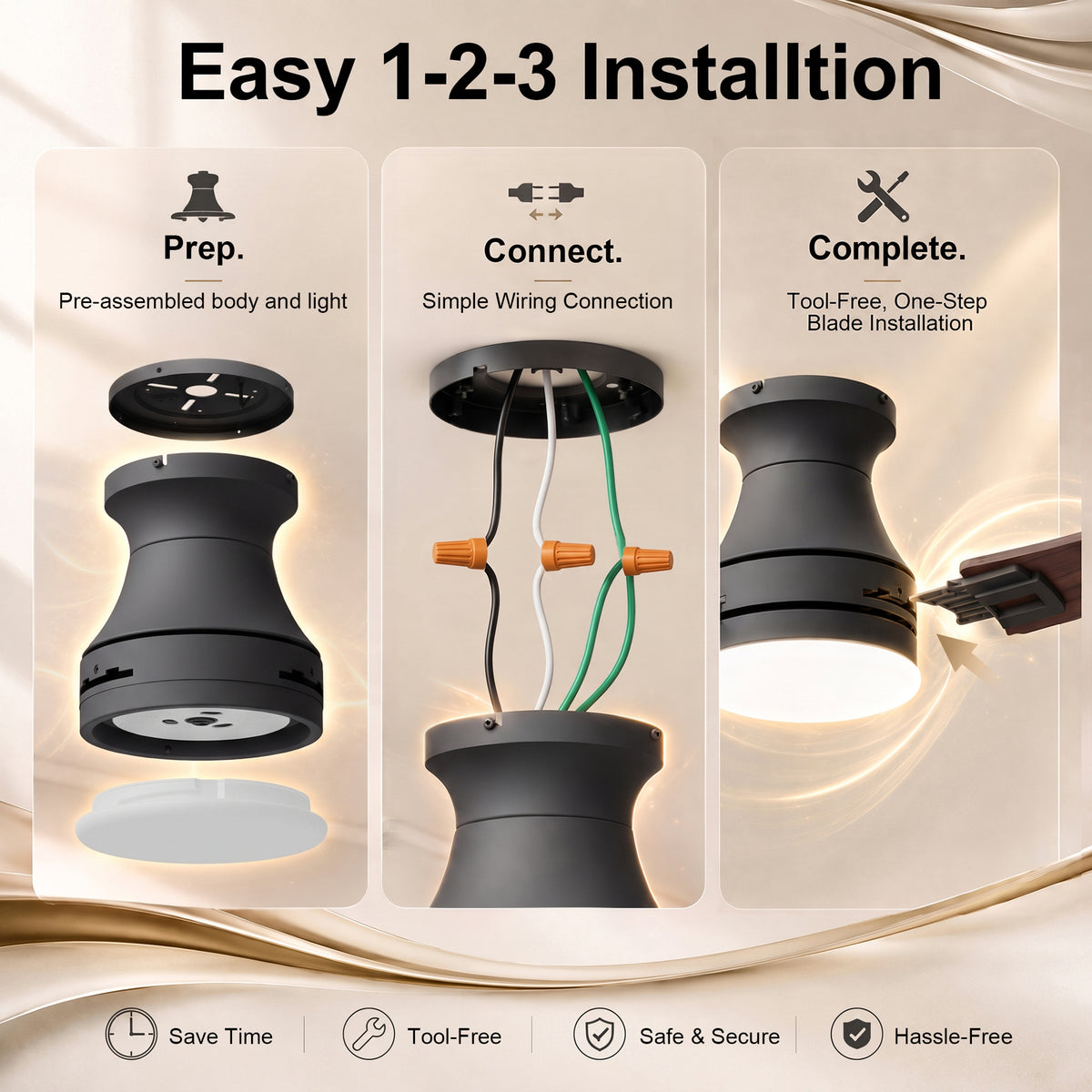42-Inch Flush Mount 3-Blade Ceiling Fan with Light and Remote Control