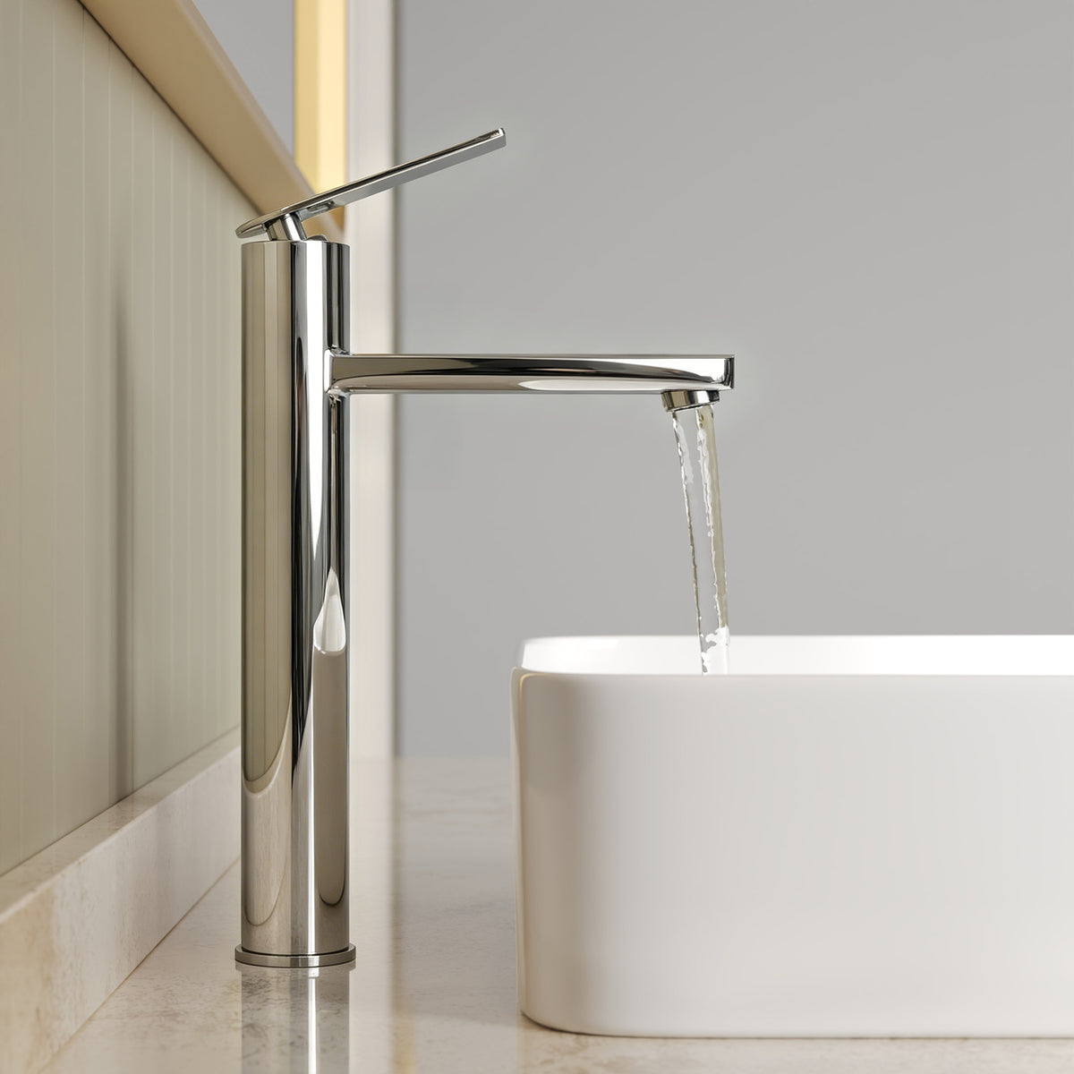 Single-Handle Vessel Bathroom Sink Faucet With Pop-Up Drain