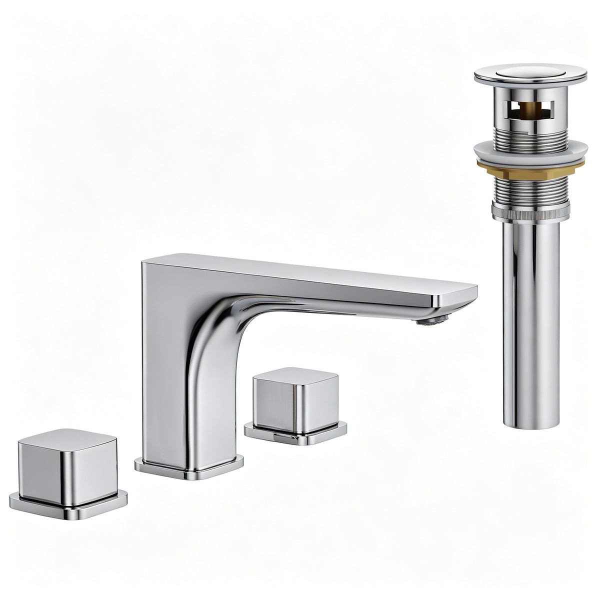 Two-Handle Low Arc Widespread Bathroom Sink Faucet With Pop-Up Drain
