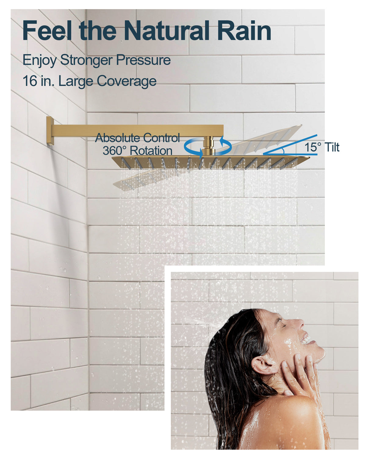 Wall-Mounted Rainfall Shower System with Body Jets and Handheld Spray