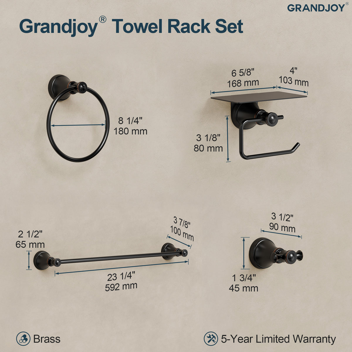 Four-Piece Wall-Mounted Bathroom Hardware Set with Phone Shelf