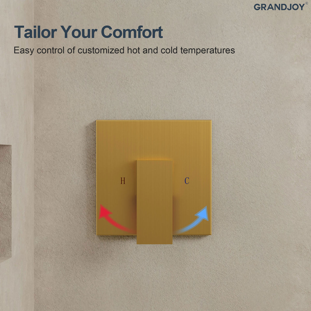 Square Wall-Mounted Pressure-Balanced Shower System with Seven Spray Modes