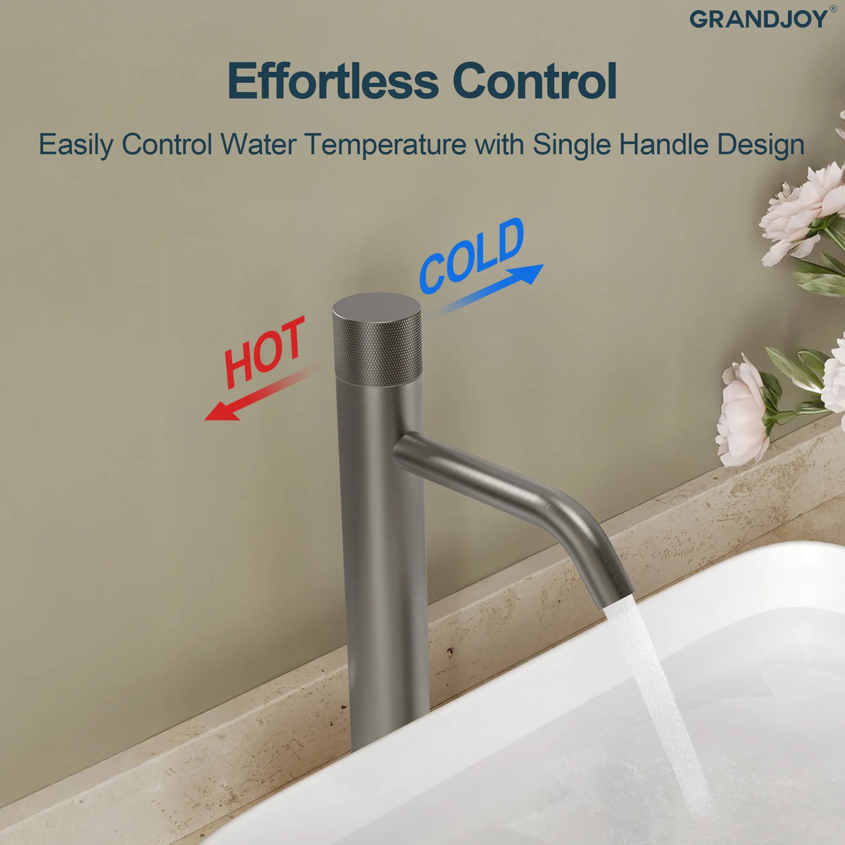 Single-Handle Vessel Bathroom Sink Faucet With Pop-Up Drain
