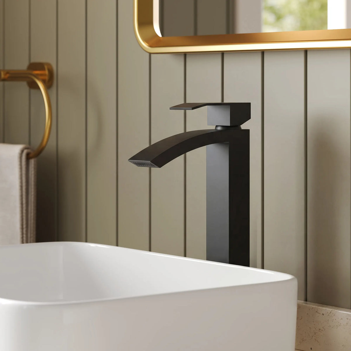 Single-Handle Vessel Bathroom Sink Faucet With Pop-Up Drain