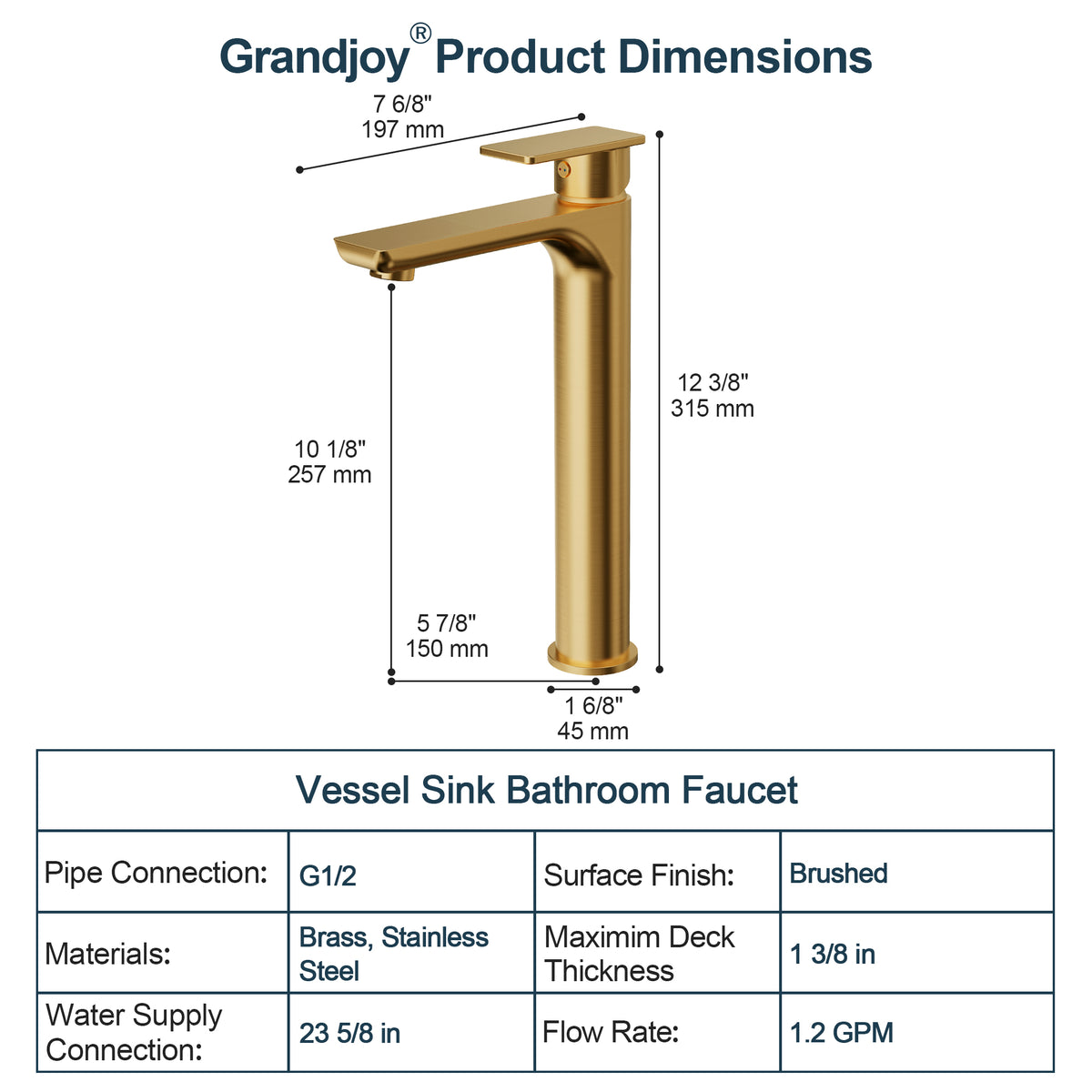 Single-Handle Vessel Bathroom Sink Faucet With Pop-Up Drain