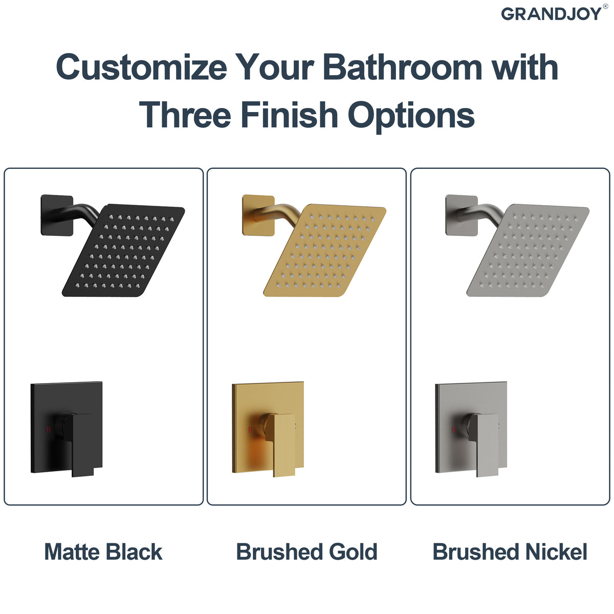 Wall-Mounted Square Rain Shower System with Pressure-Balanced Valve