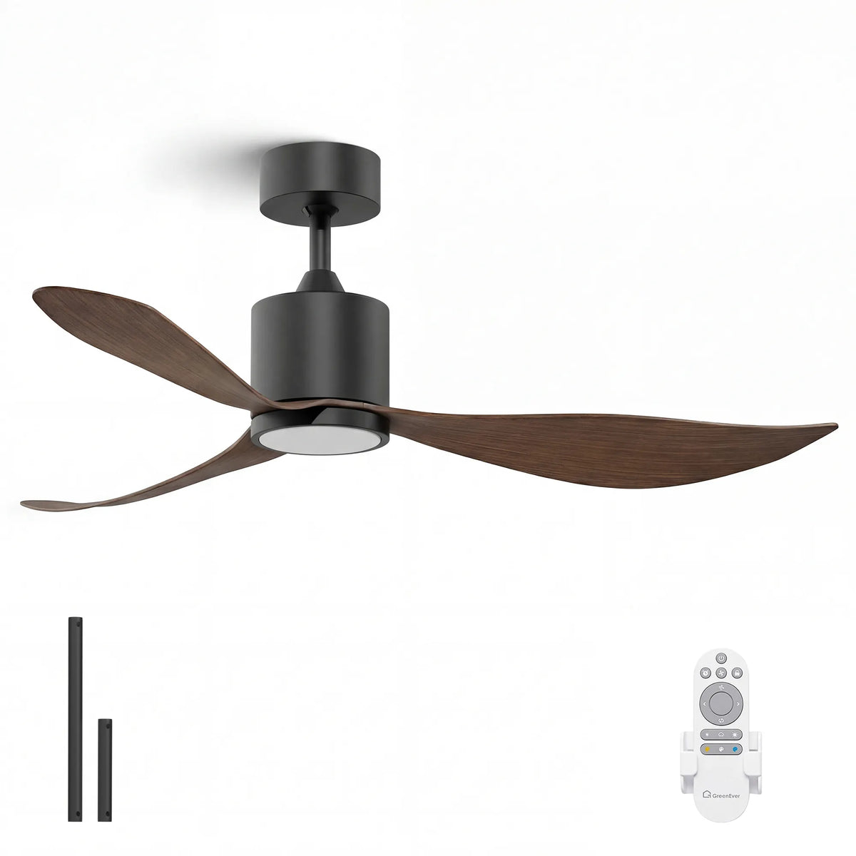 52-Inch Downrod Mount 3-Blade Ceiling Fan with Light and Remote Control