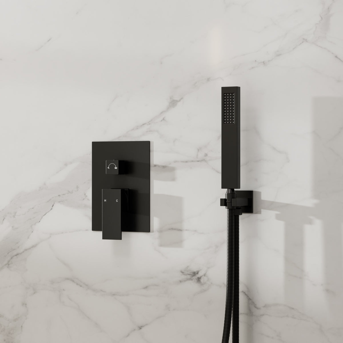 Ceiling-Mounted Rain Shower System with Adjustable Handheld Spray