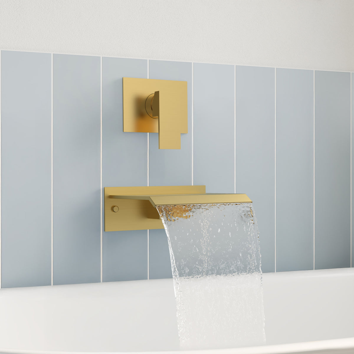 Concealed Wall-Mounted Waterfall Bathtub Faucet with Single-Handle Control