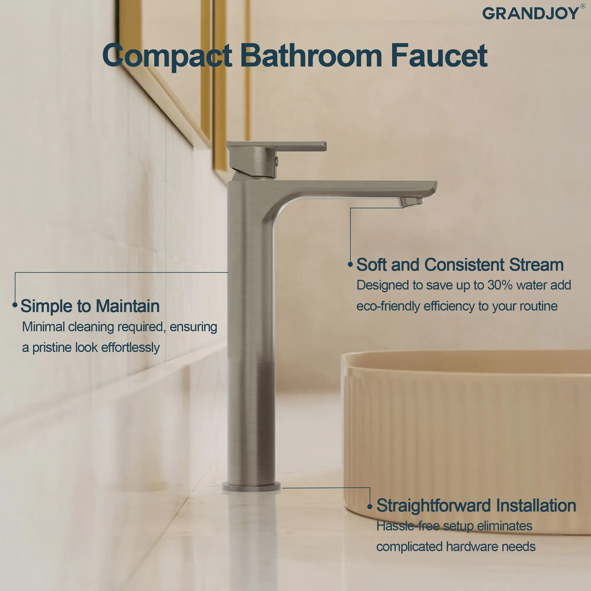 Single-Handle Vessel Bathroom Sink Faucet With Pop-Up Drain