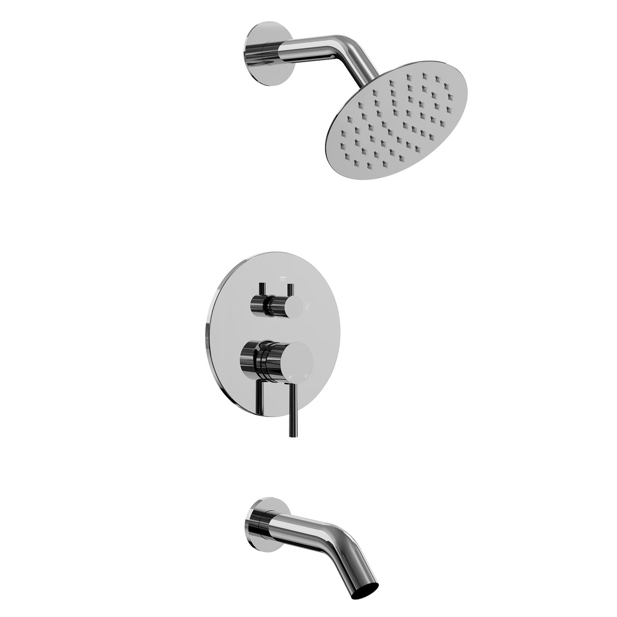 Single-Handle 6-Inch Round Wall-Mounted Tub and Shower System