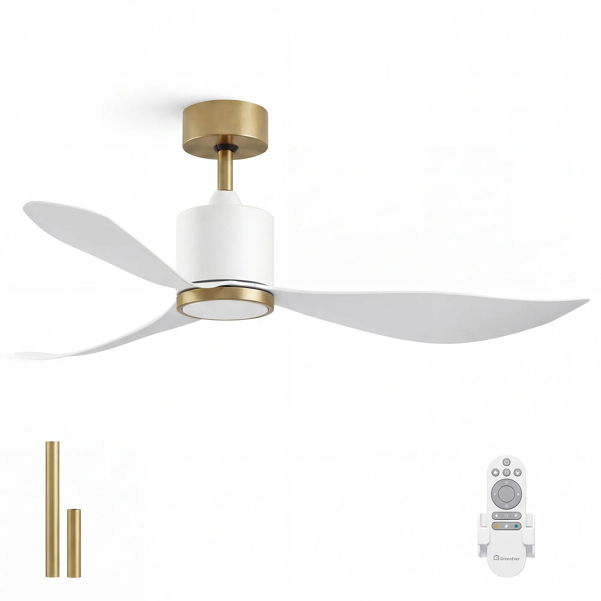52-Inch Downrod Mount 3-Blade Ceiling Fan with Light and Remote Control